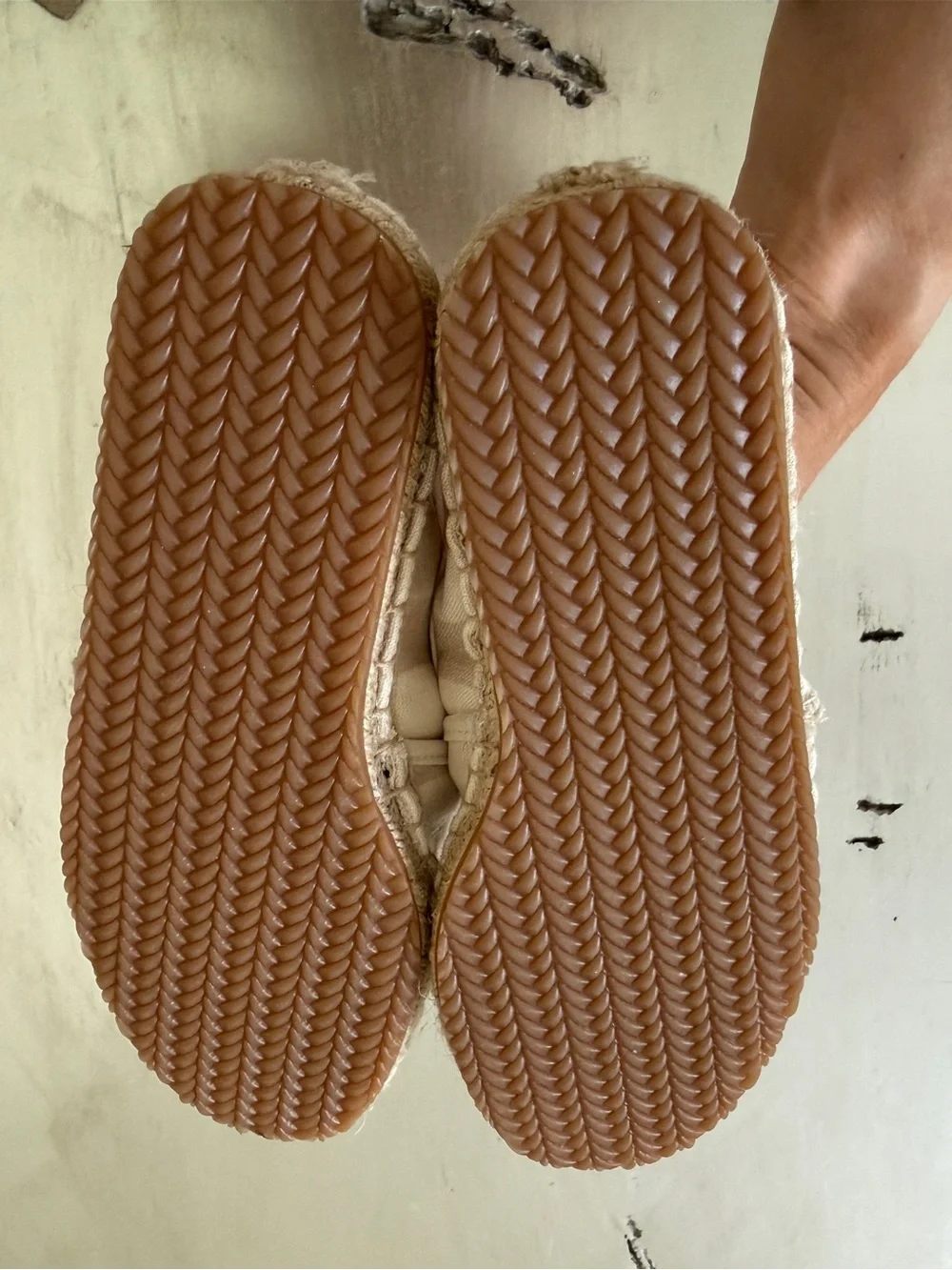 H&M Beige and White Striped Kids Canvas Espadrille Moccasins Slip-on Shoes